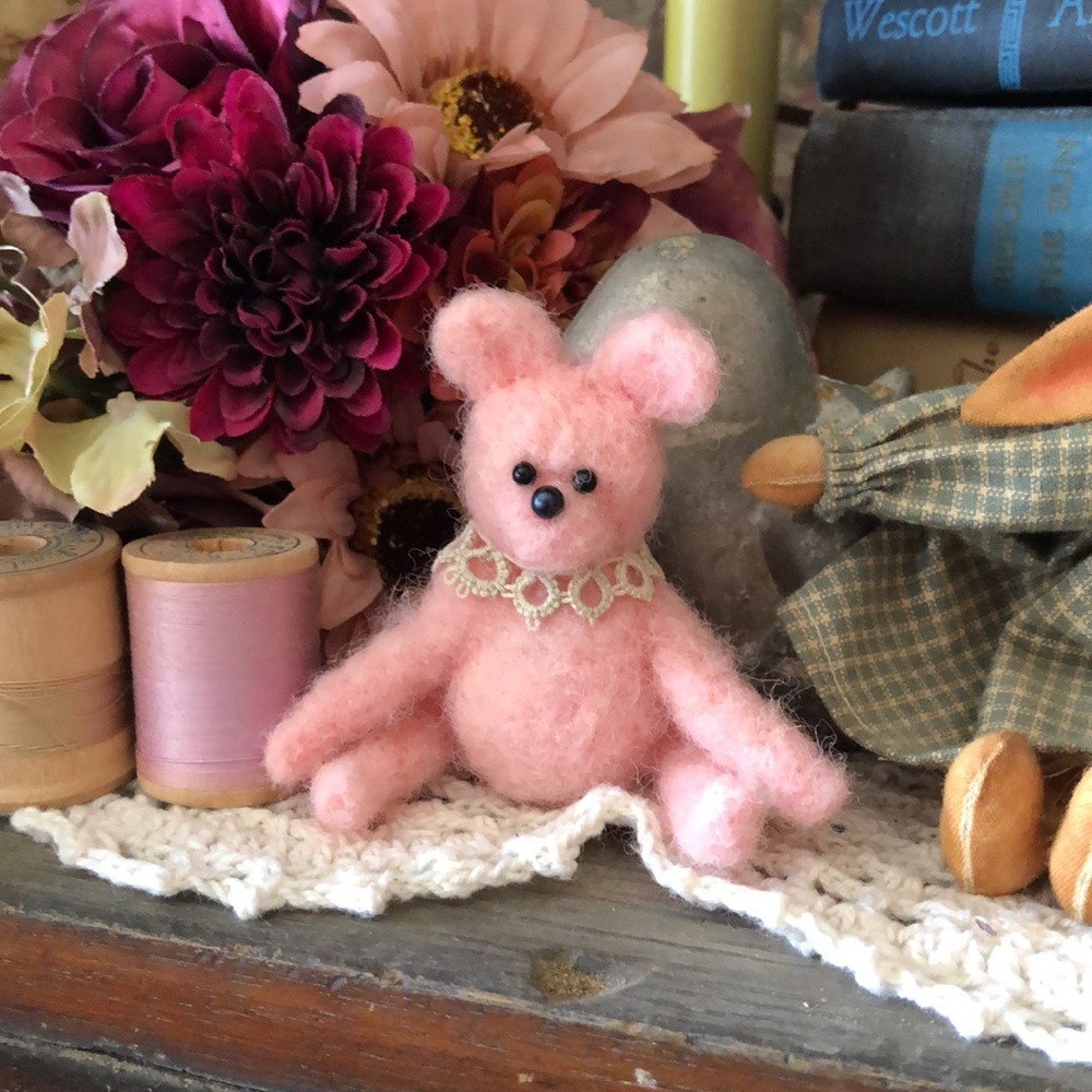 Handmade needle felted teddy bear